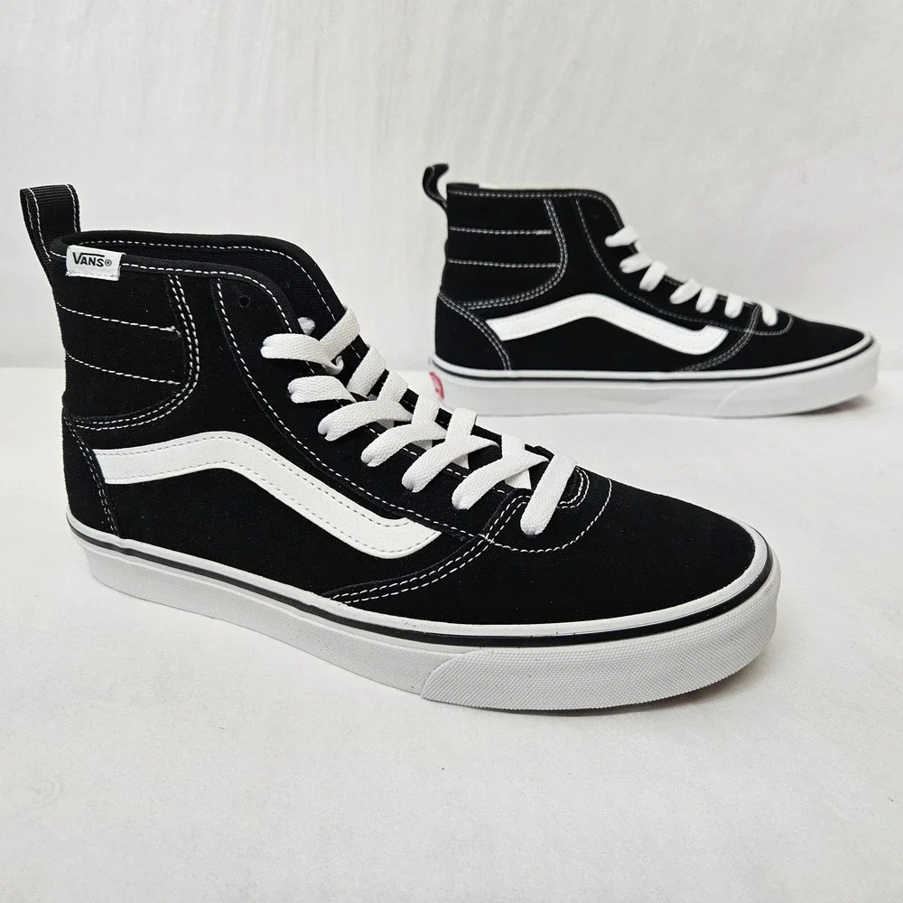 Vans Ashwood Hi Decon High Tops D96BA2 Suede Canvas Black White Women Size 9.5